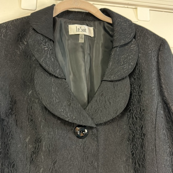 Le Suit black scalloped neck formal 3 button cocktail women’s blazer jacket 14 - Picture 5 of 8